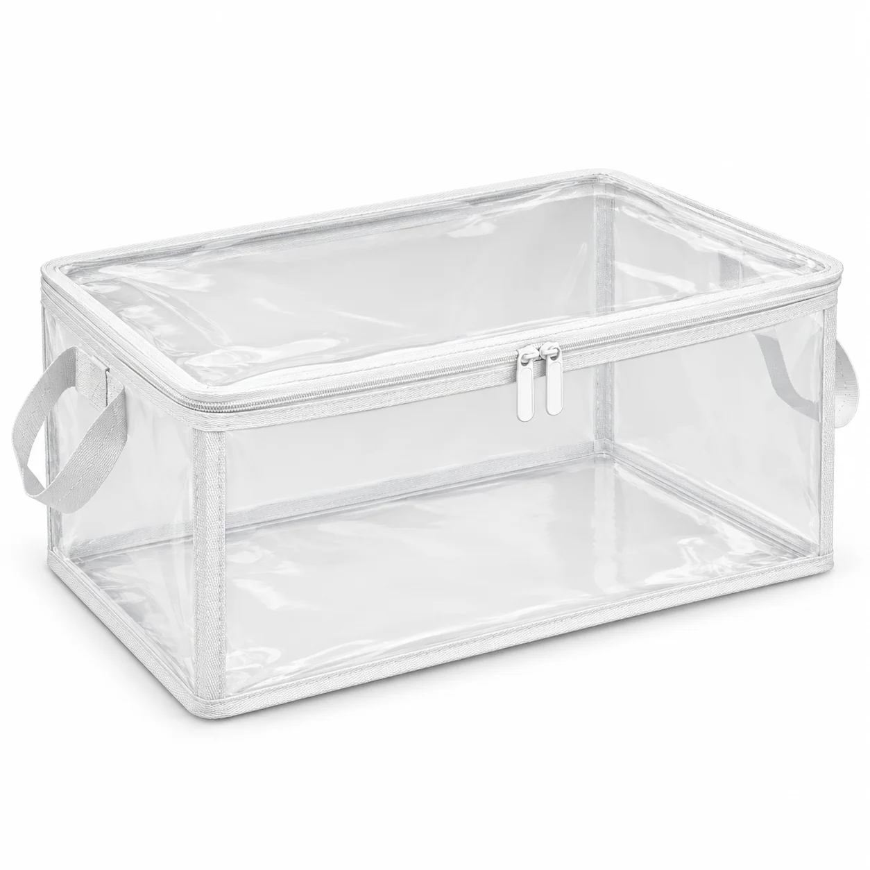 Clear White-Trim Clothes Storage Bag, Medium
