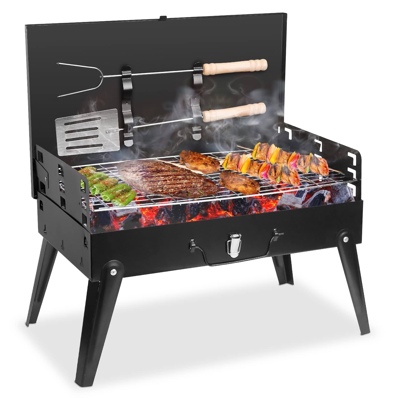 KOCASO Portable Charcoal Grill, Outdoor Small BBQ Grill with Barbecue Accessories, Folding Camping Grill for Outdoor Cooking Travel Patio Picnic