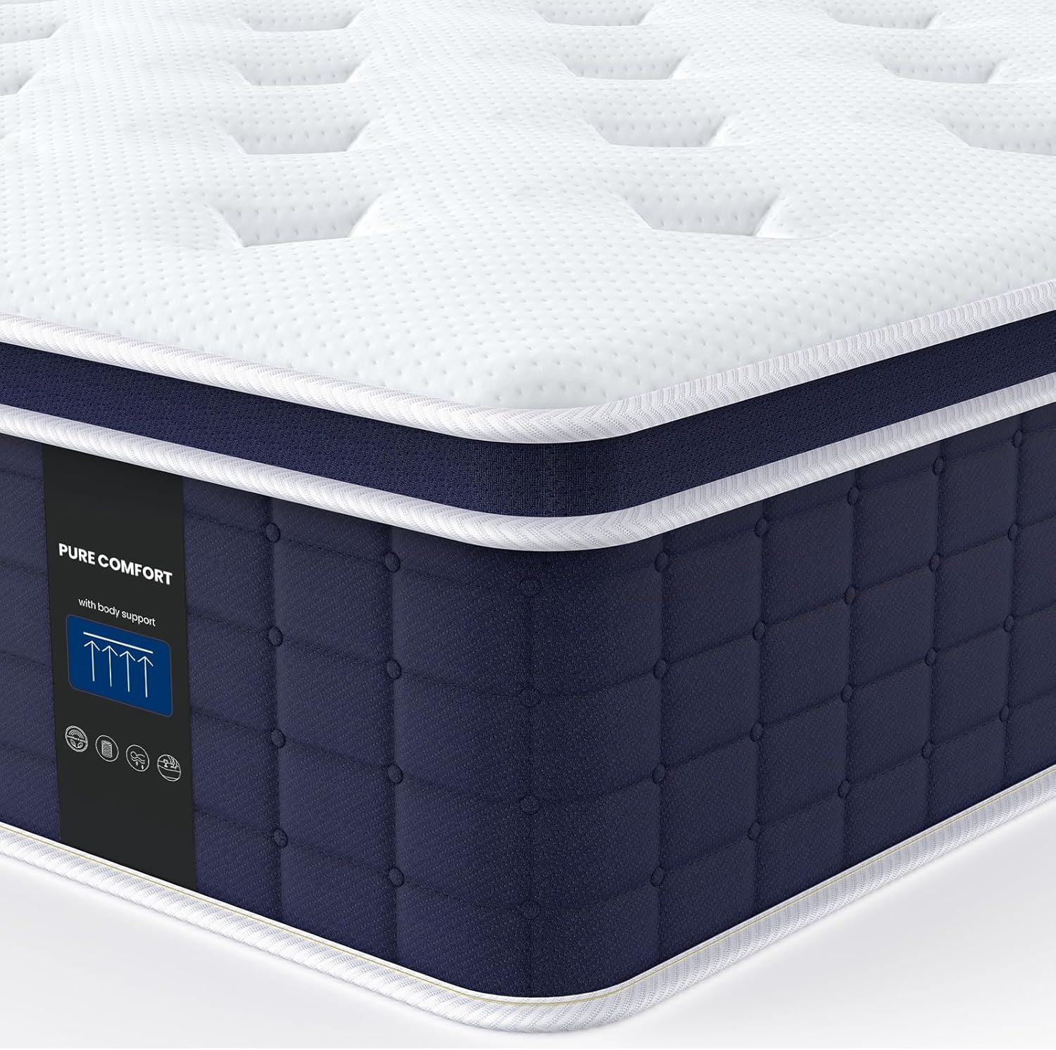 Coolvie Firm King Size Mattress 12 Inch for Adults, Hybrid King Mattress in a Box with Cooling Memory Foam, Pocket Spring for Motion Isolation, Extra Lumbar & Shoulder Support for Pain Relief, 80