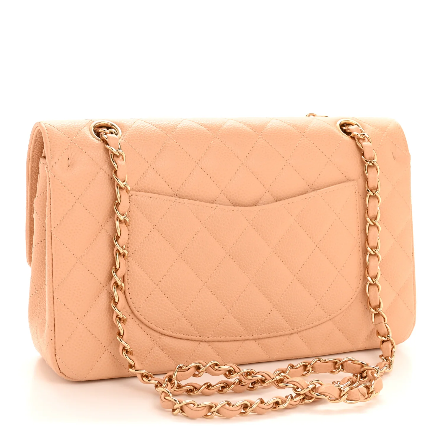 Caviar Quilted Medium Double Flap Beige Clair