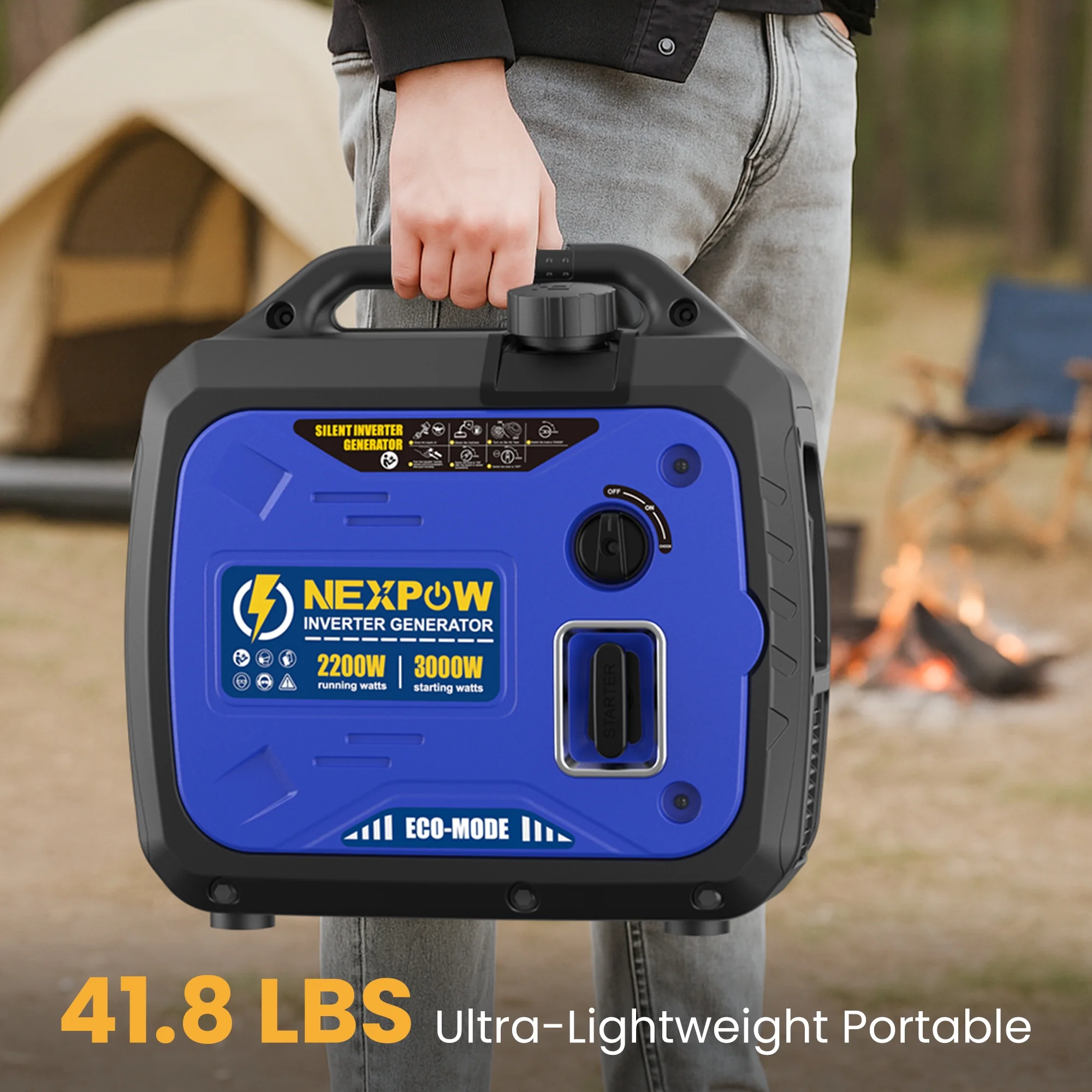 3000W Portable Inverter Generator, Gasoline Power Lightweight for Backup Home Camping, Eco-Mode Feature, Parallel Capability, Overload Protection(3000 W) - Image 5