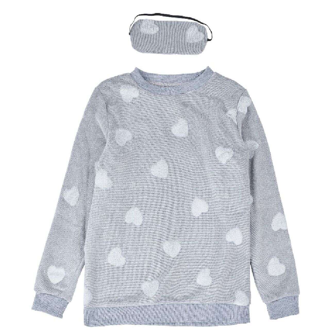 Ensemble pyjama hiver motif coeur avec masque de nuit