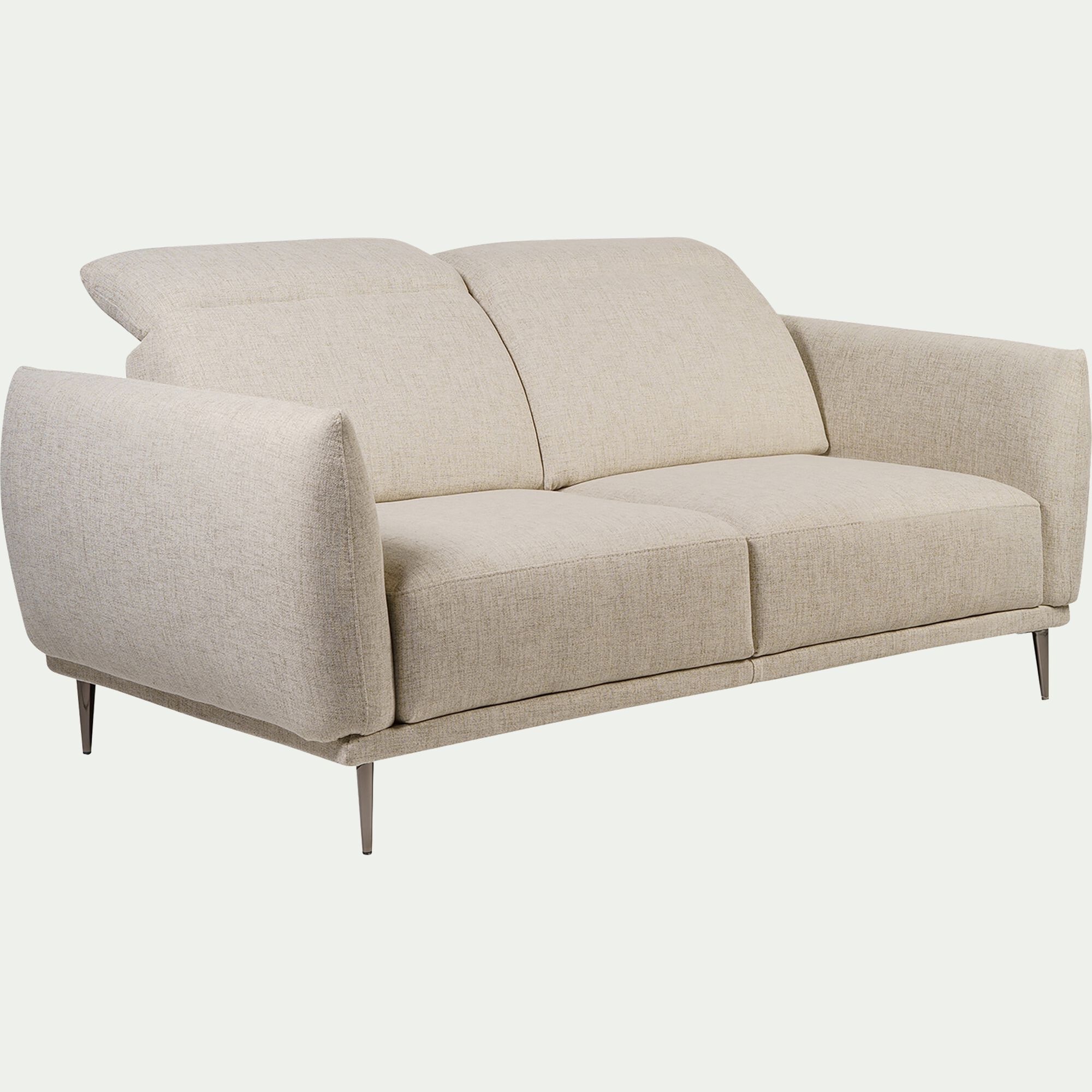 MARKO - Canapé 2 places fixe en tissu avec fonction avance-recul - beige roucas