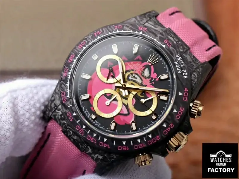 Rolex Daytona Cosmos Chronograph Carbon Fiber Edition Pink Exploded Dragon Dial