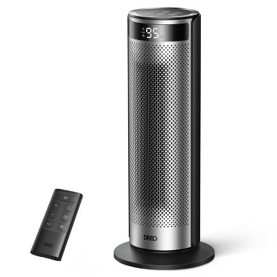 DREO 1500W Solaris Plus 20" Portable Oscillating Ceramic Space Heater for Home with Remote and Thermostat 12H Timer Silver