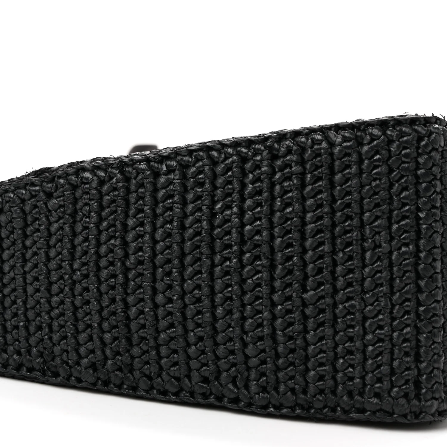 Yarn Raffia Effect Crochet Triangle Shoulder Bag Black