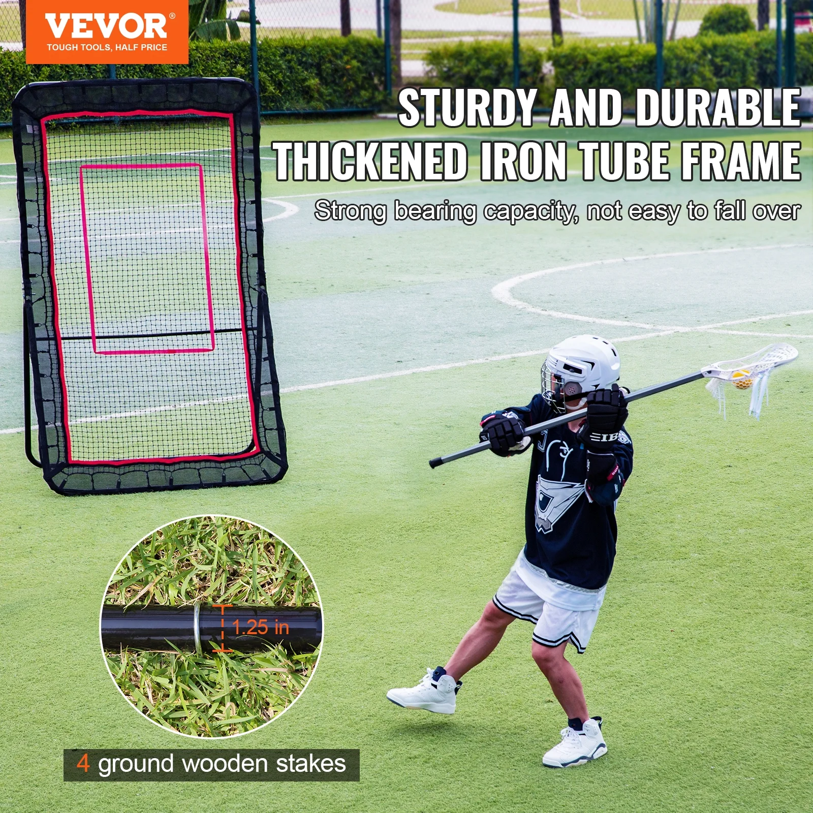 SKYSHALO 4x7ft Lacrosse Baseball Rebounder Softball Bounce Pinchback Net Adjustable Angle Shooting