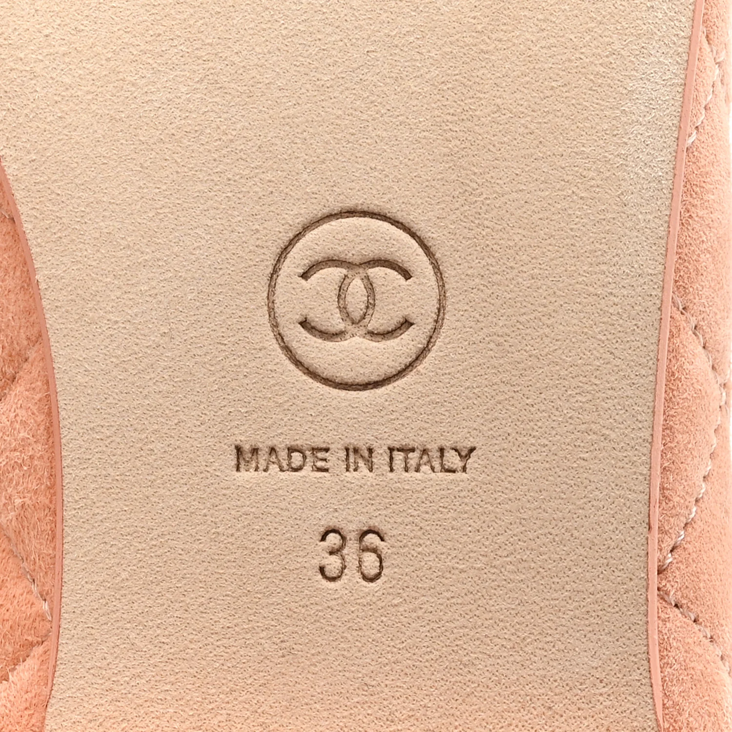 Suede Calfskin Quilted Cap Toe CC Ballerina Flats 36 Pink