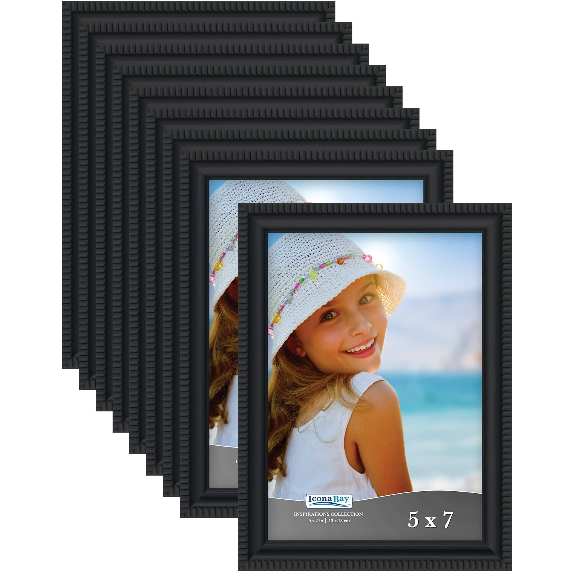 Icona Bay 5 x 7 inch Picture Frames 12 Pack Bulk Set Black Wall Mount