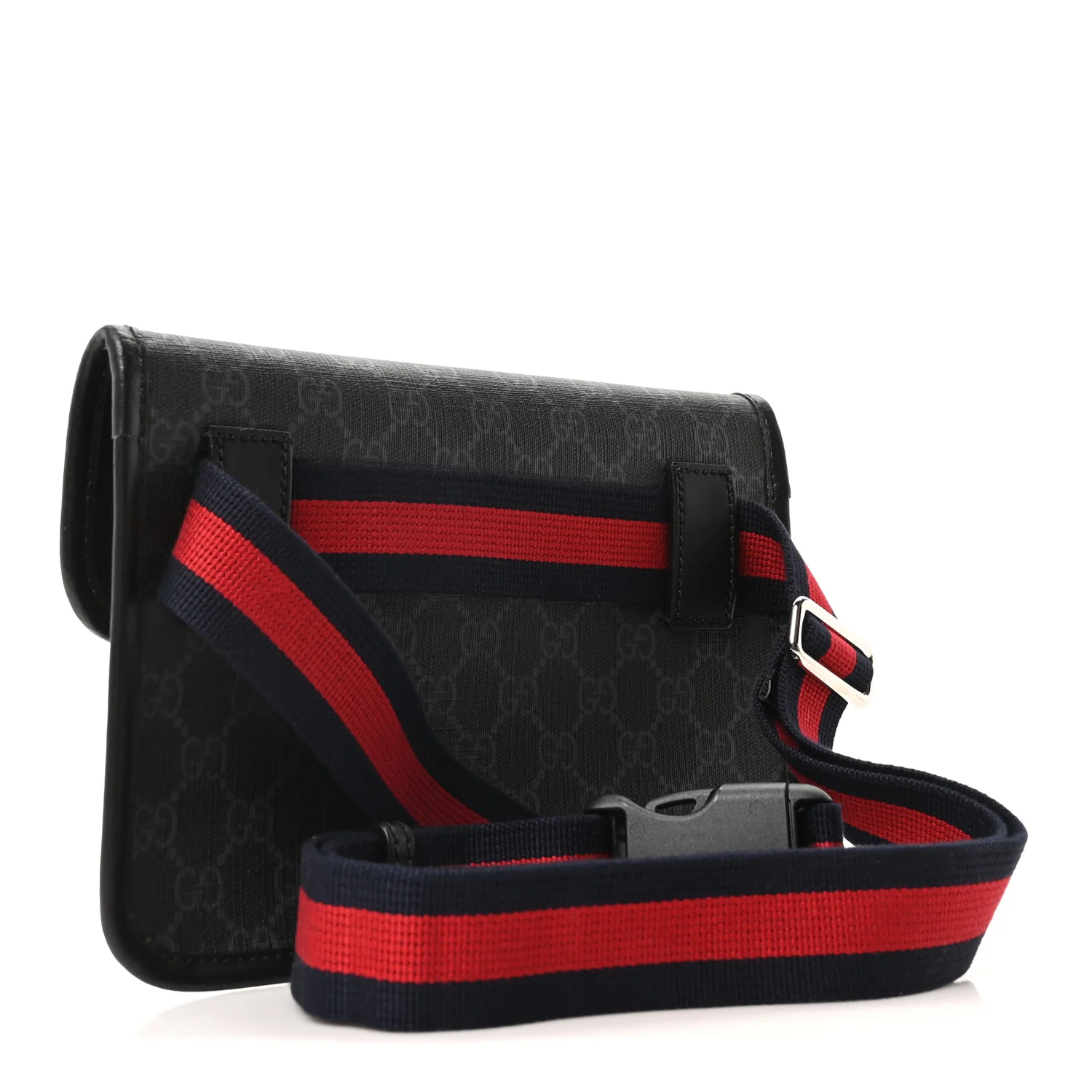 GG Supreme Monogram Web Slim Belt Bag Black Grey