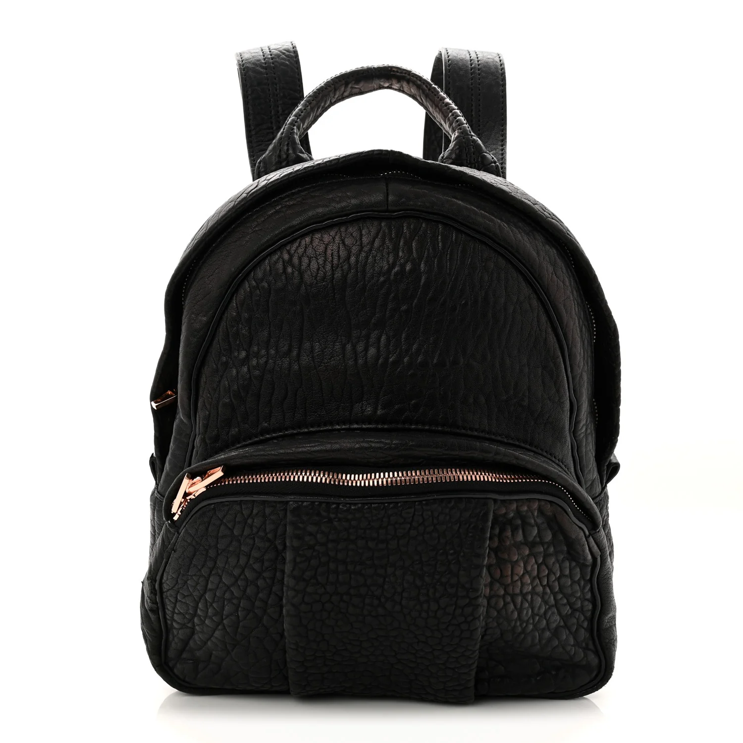 Pebbled Lambskin Dumbo Backpack Black Rose Gold Hardware