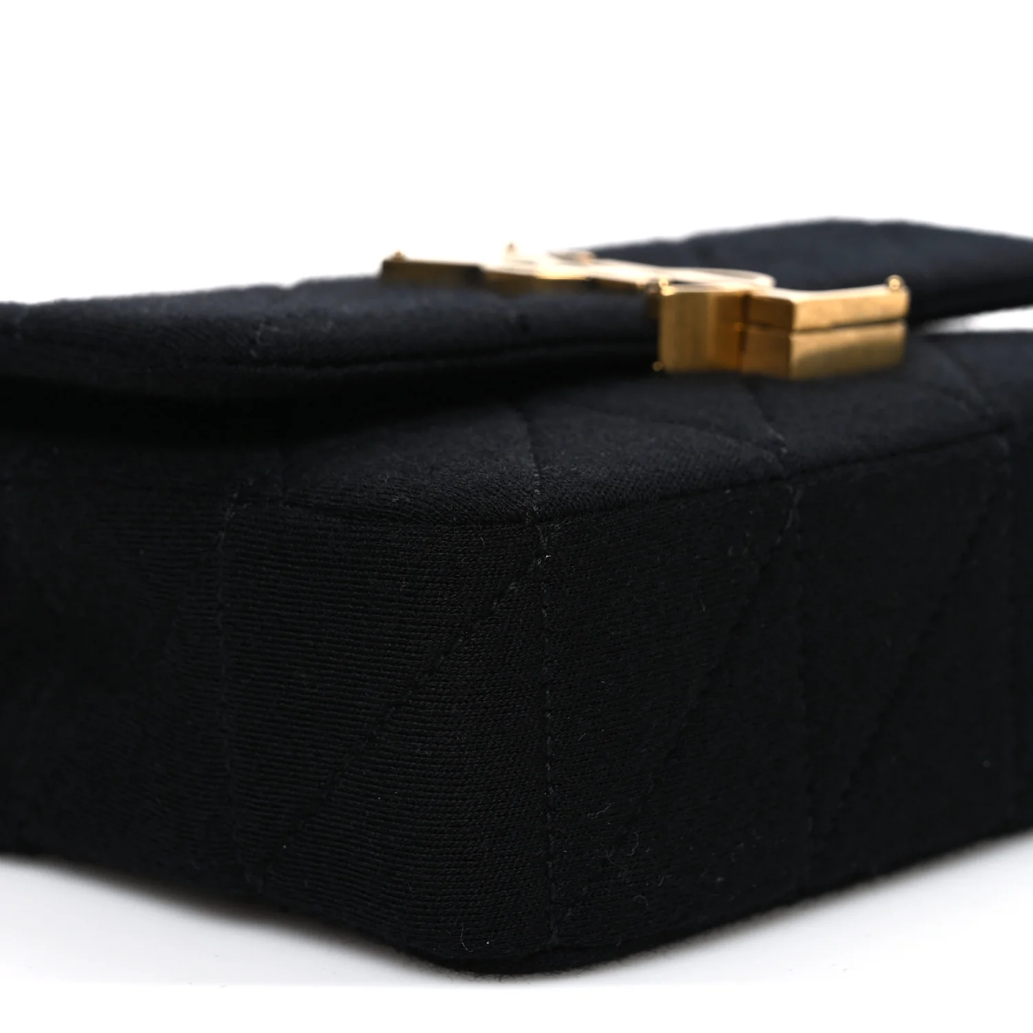 Jersey Wool Patchwork Monogram Mini Jamie Baguette Black