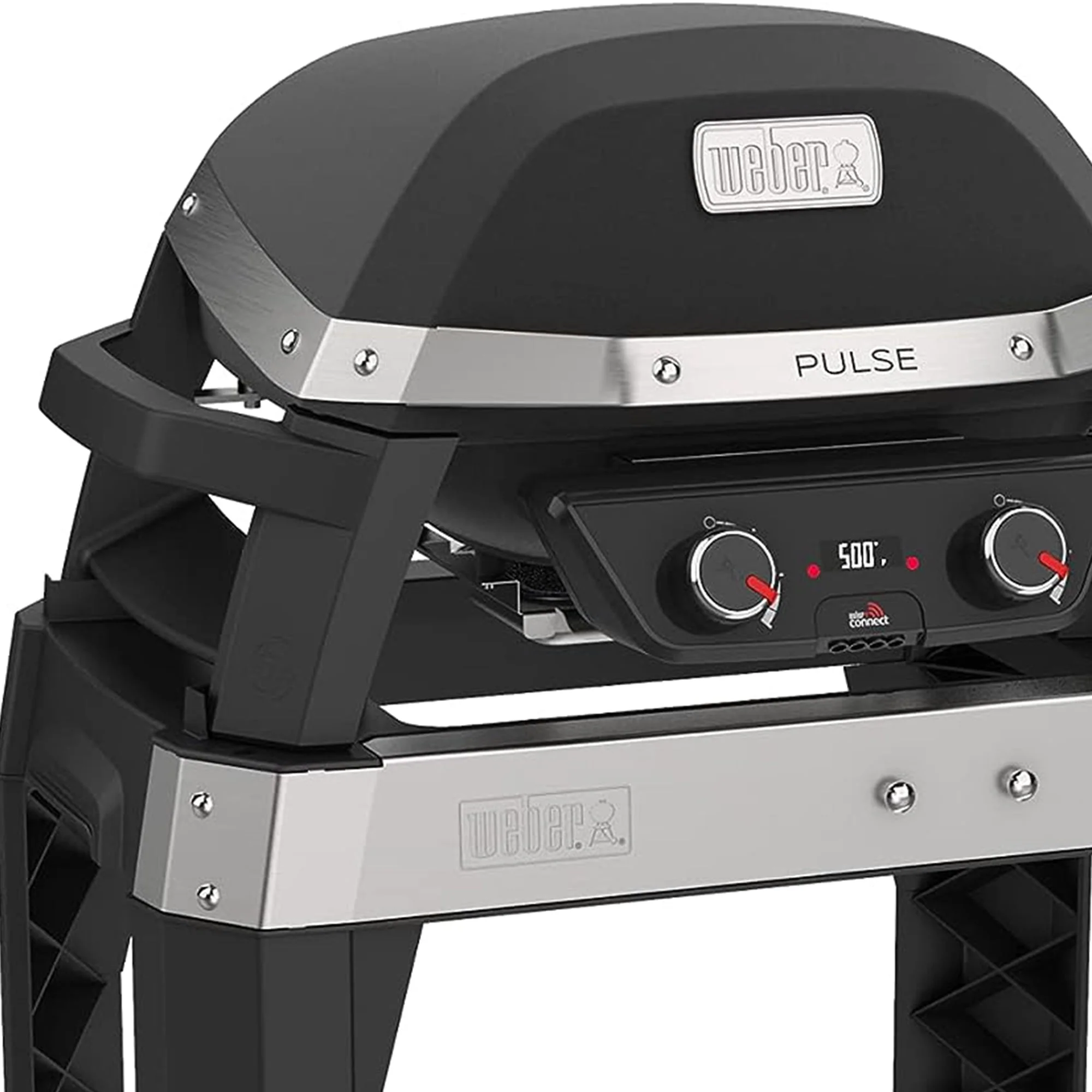 Weber Pulse 200 Electric Grill Rolling Cart with Foldable Side Table, Black(1) Image 3