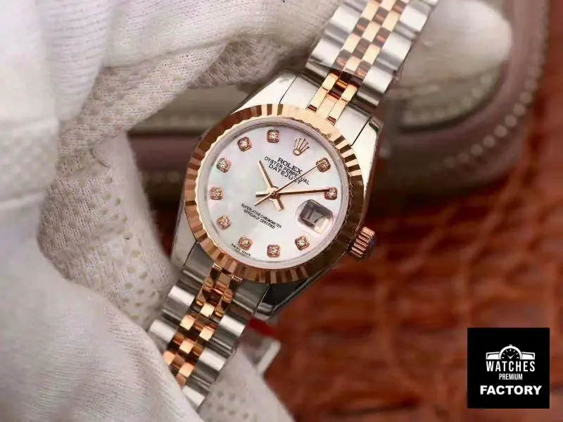 Rolex Lady Datejust Rose Gold 28MM White Enamel Dial