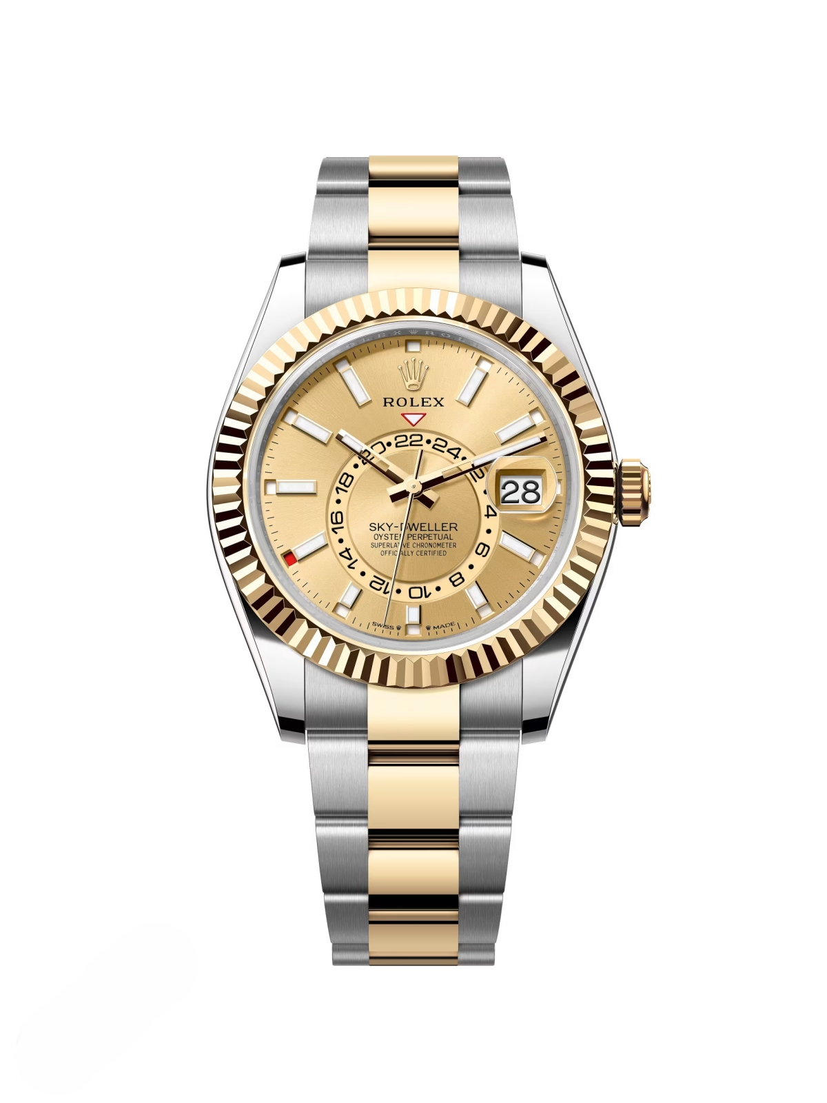 [Super Clone]RLX  Sky-Dweller 42mm Two-Tone Yellow Gold Champagne Dial Oyster - 336933 - New 2025