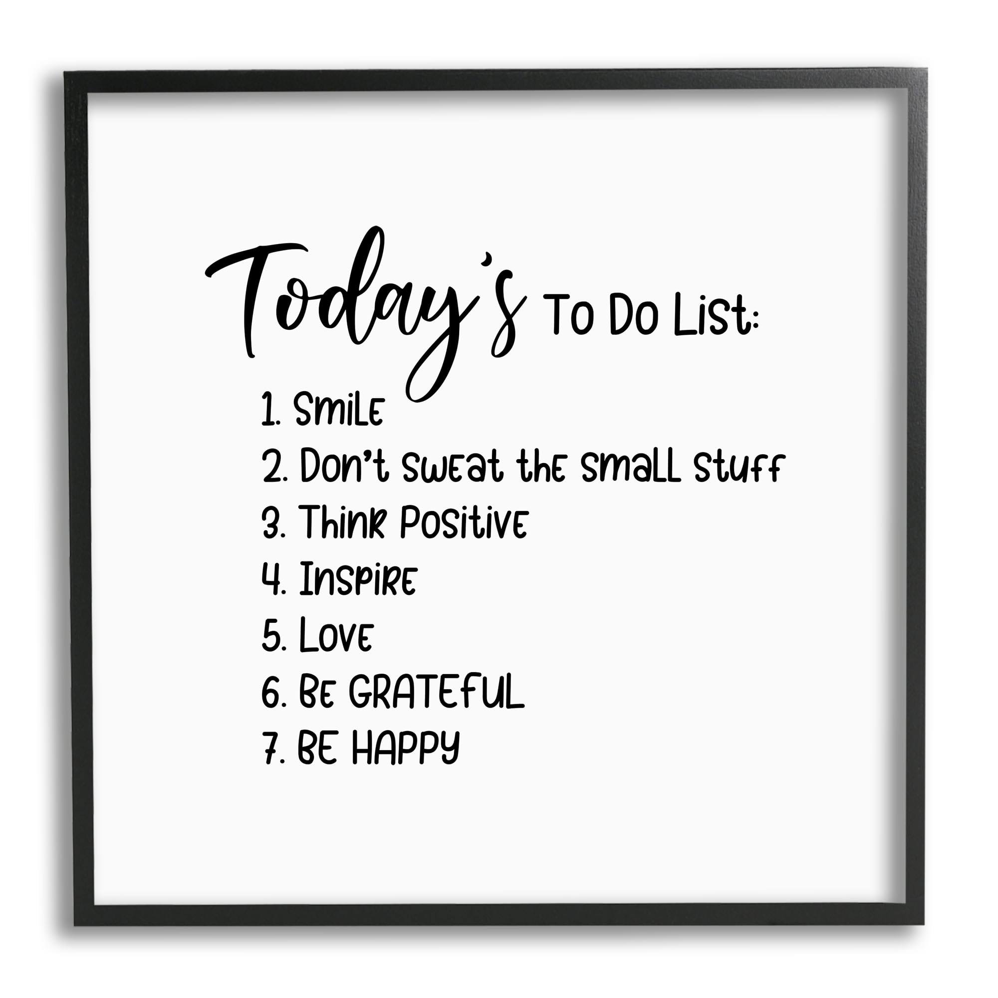 Stupell Industries Uplifting to Do List Life Happiness Casual Typography Graphic Art Black Framed Art Print Wall Art, Design by Yvonne Coleman Burney