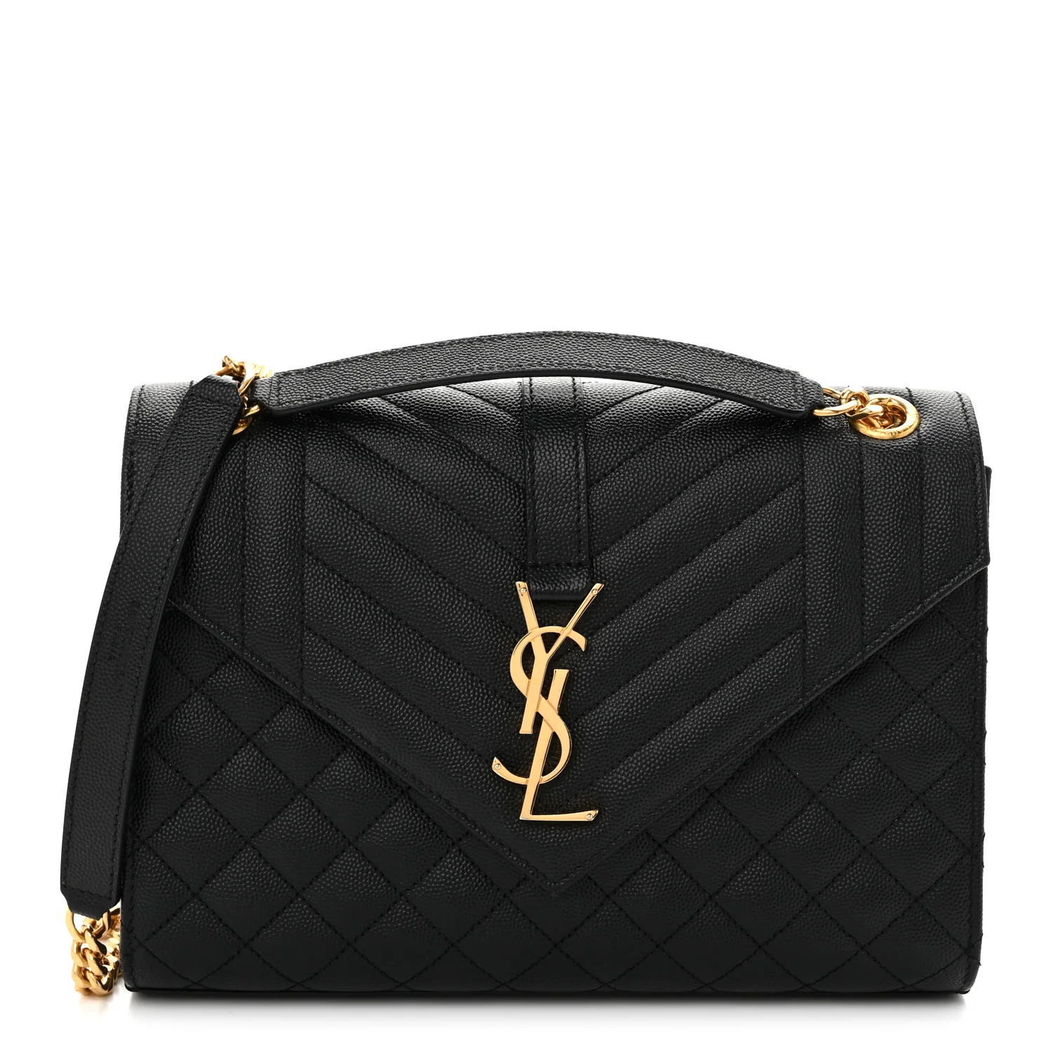 Grain De Poudre Textured Mixed Matelasse Triquilt Medium Monogram Satchel Black