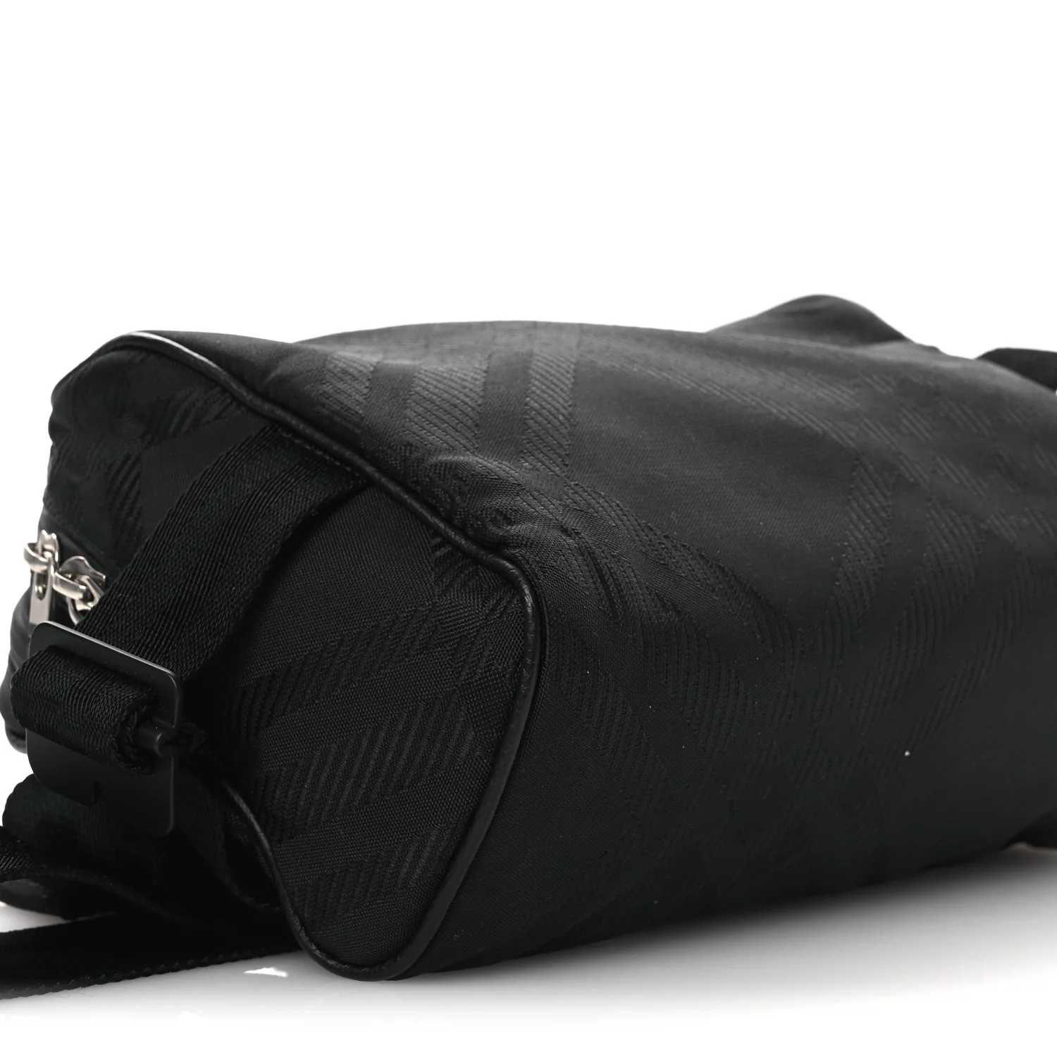 Nylon Jacquard Check Belt Bag Black