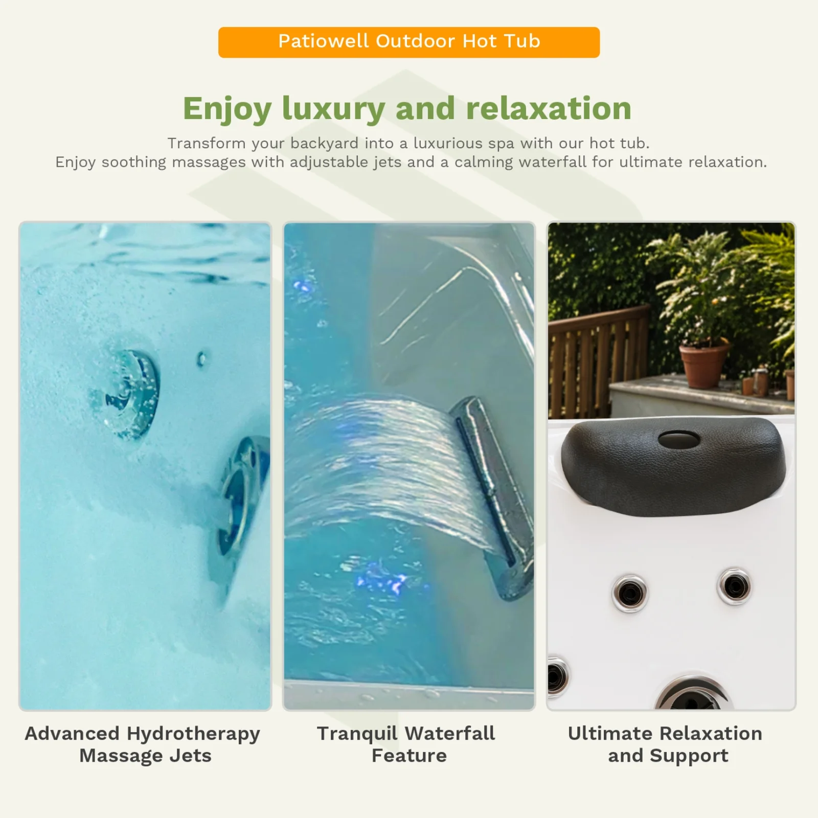 2 Person Home Spa Hot Tub for Outdoor, with 41pcs Massage Jets, LED lighting, Built-In Water Purification System, 900L, Black(2) - Image 5