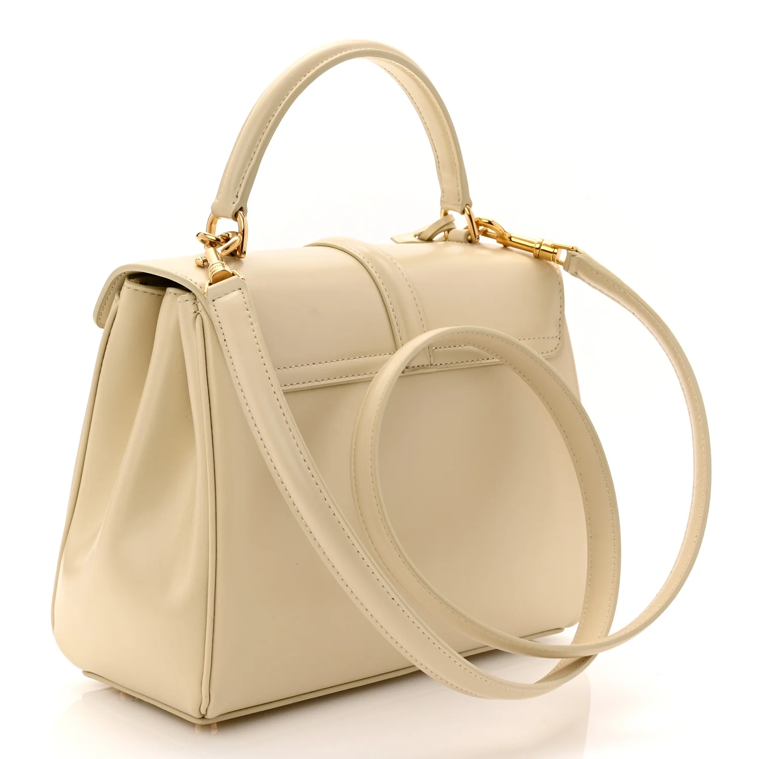 Satinated Calfskin Small 16 Top Handle Bag Beige