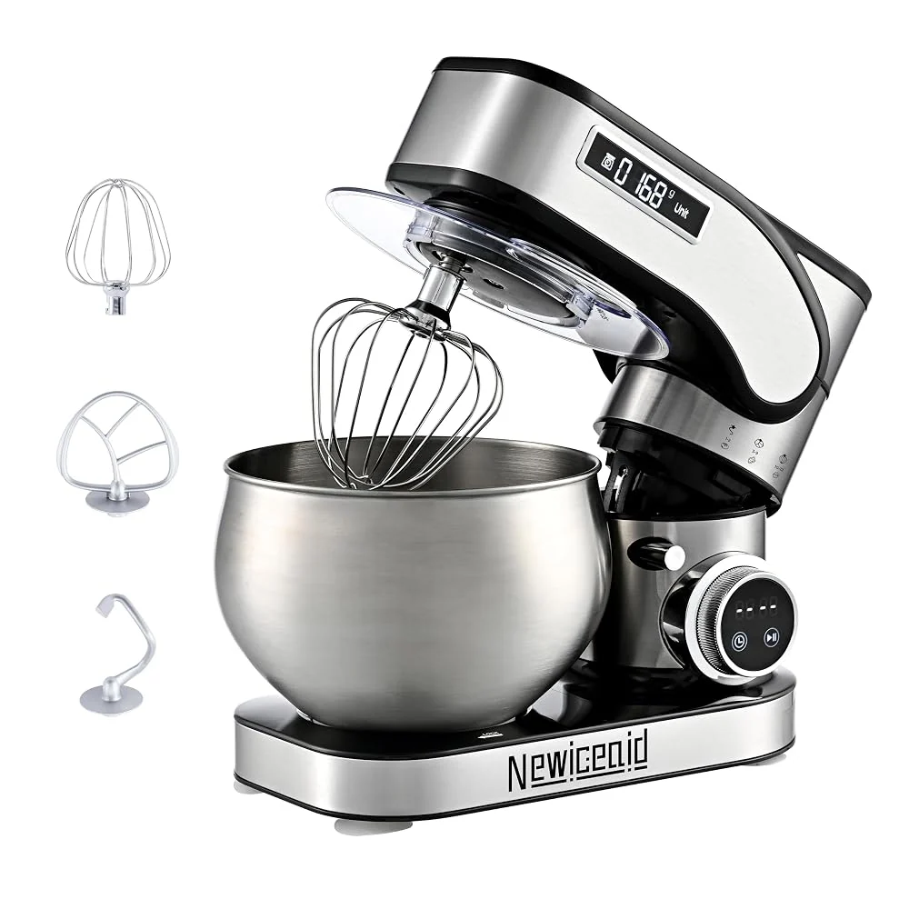 Stainless Steel 12-Speed 5.3QT Stand Mixer w/Scale & Timer