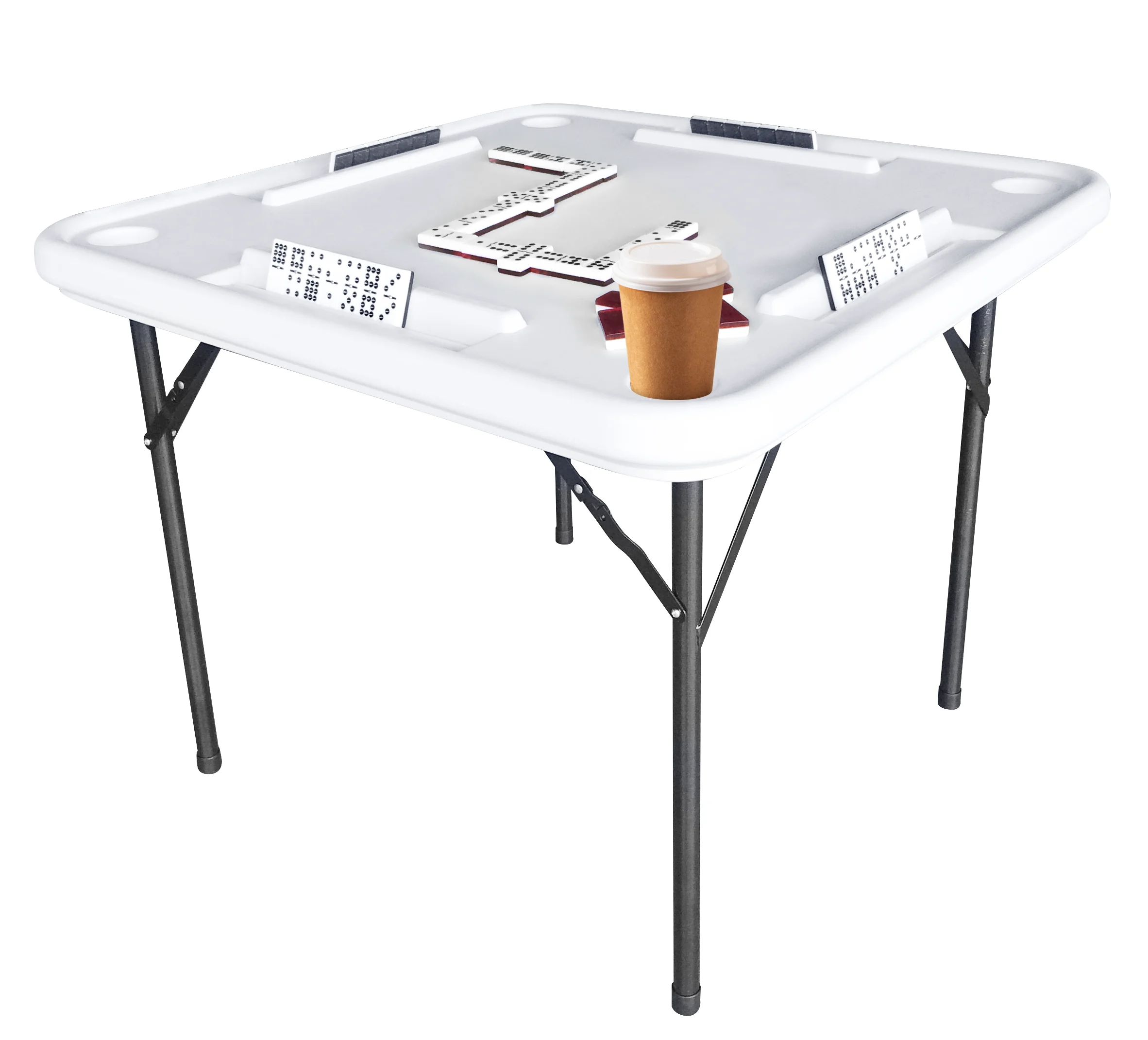 Bene Casa Foldable Domino Table with Built - in Drink Holders, 38