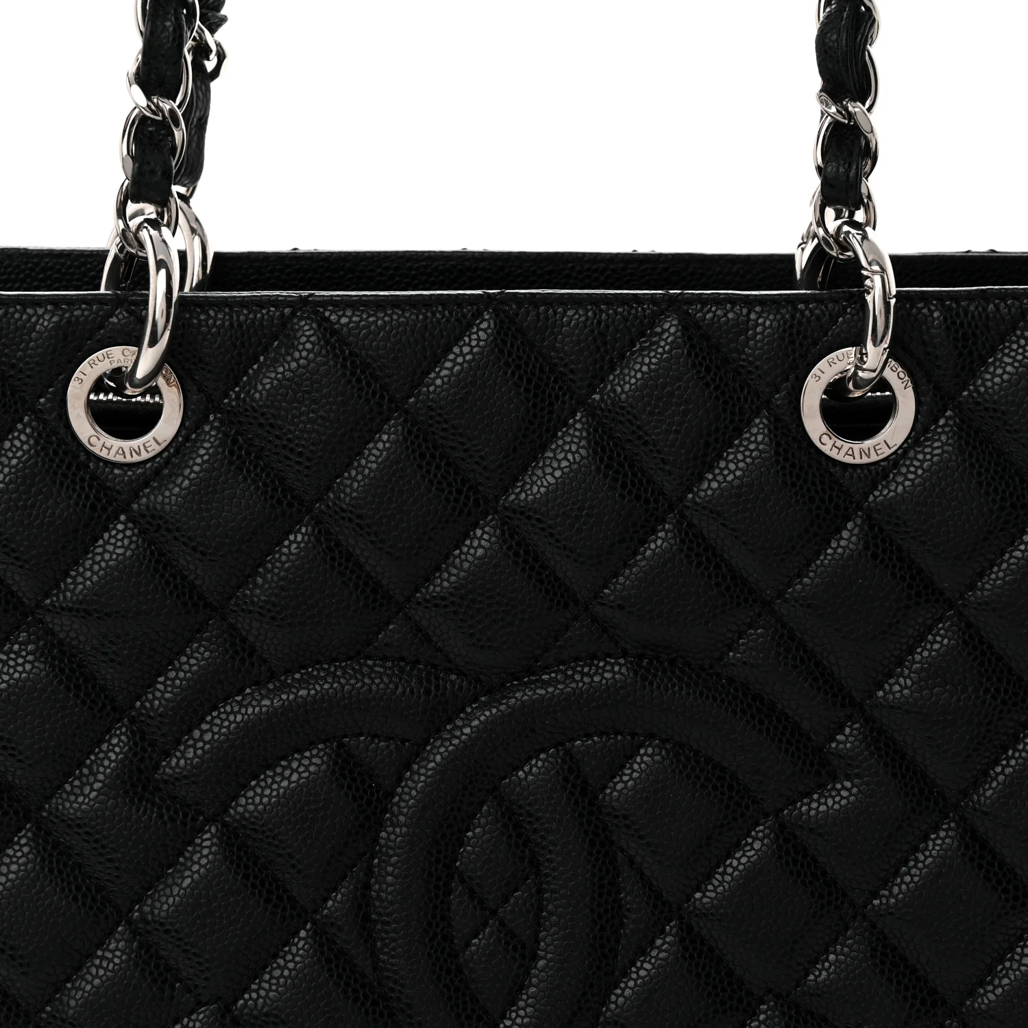 Caviar Quilted Grand Shopping Tote GST Black