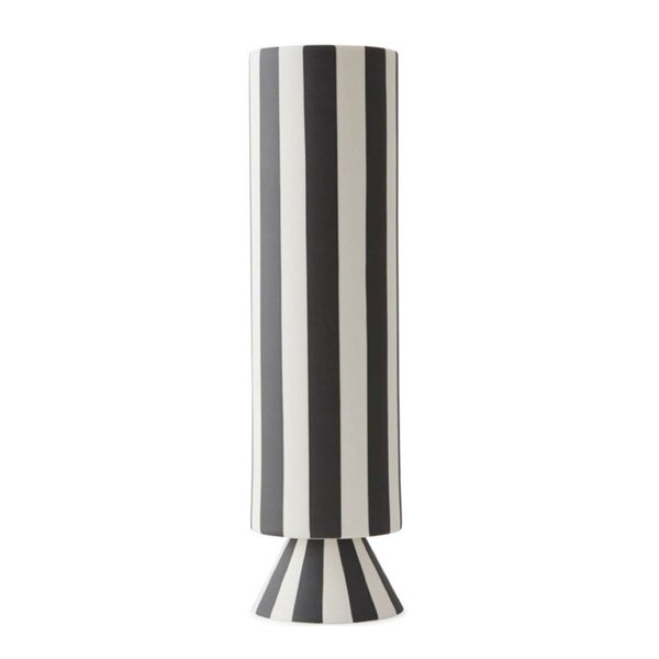 Toppu vase 31 cm hvit/svart