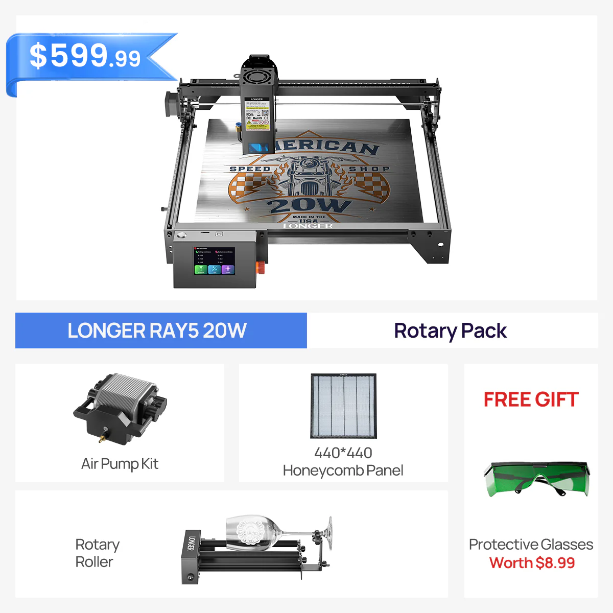 Graveur laser RAY5 20W plus long