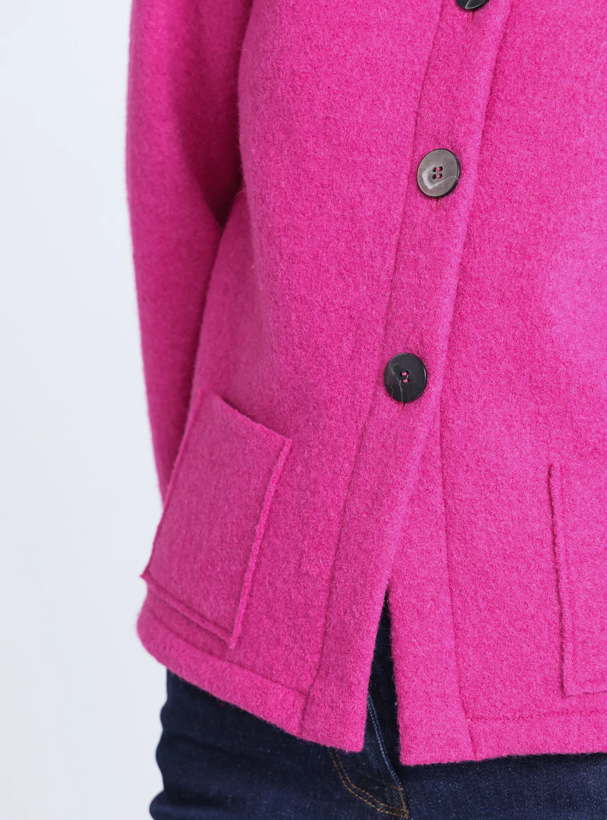 Veste femme laine bouillie rose