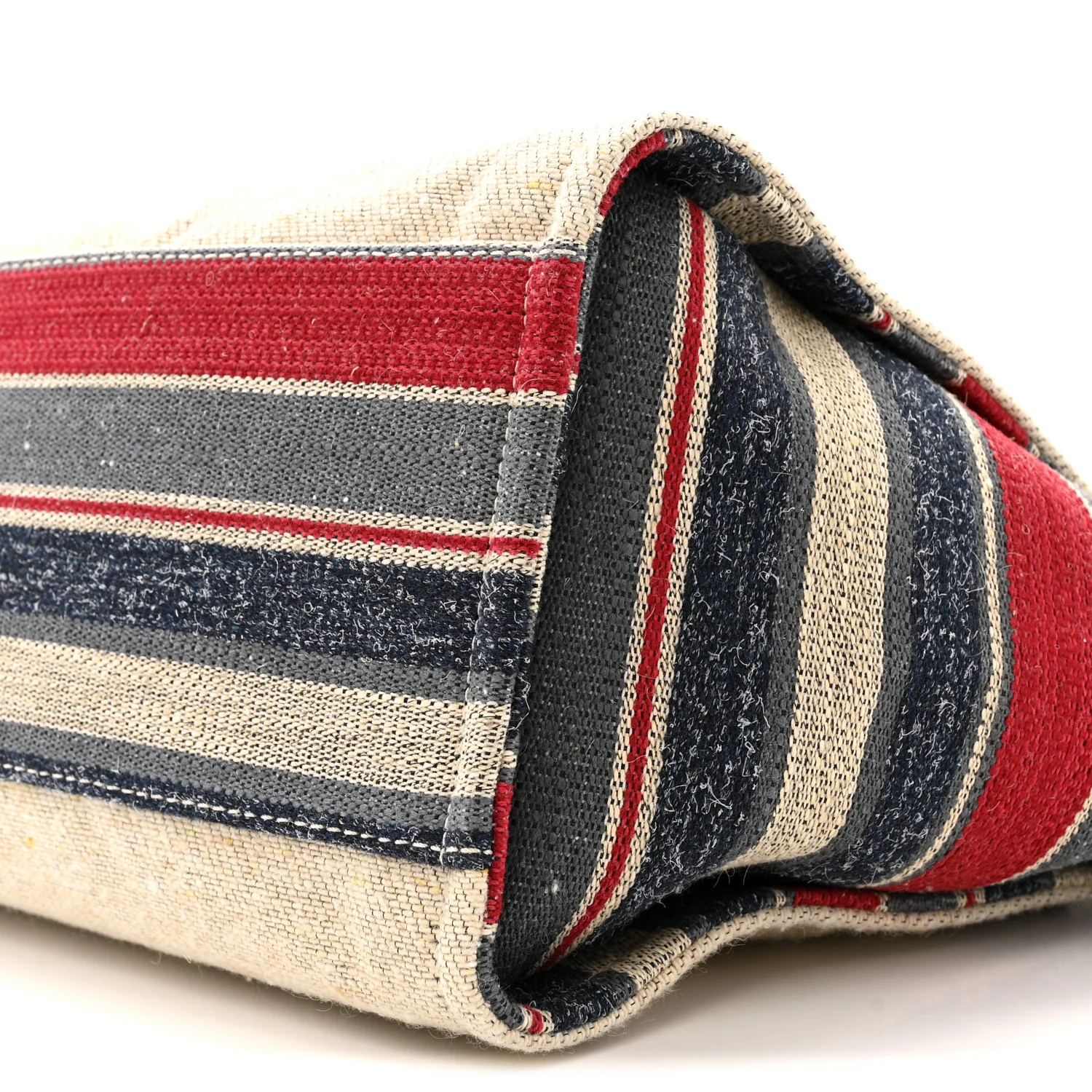 Striped Canvas Medium Deauville Tote Beige