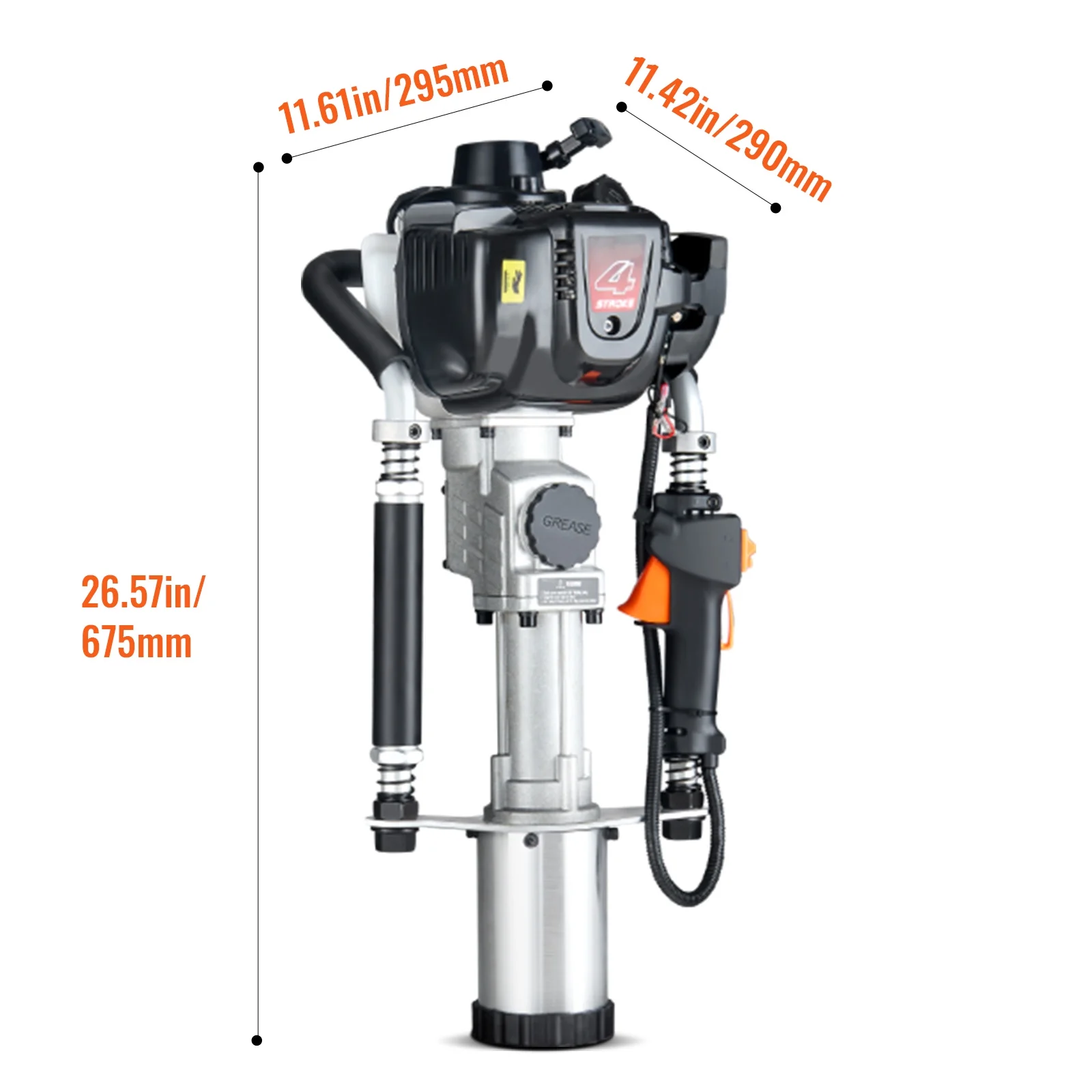 37.77cc Gas T Post Driver, 4-Stroke Engine, Includes 3 Driving Heads (45/55/88 mm), 1000W, Ideal for Farm Fences Road Work - Image 3