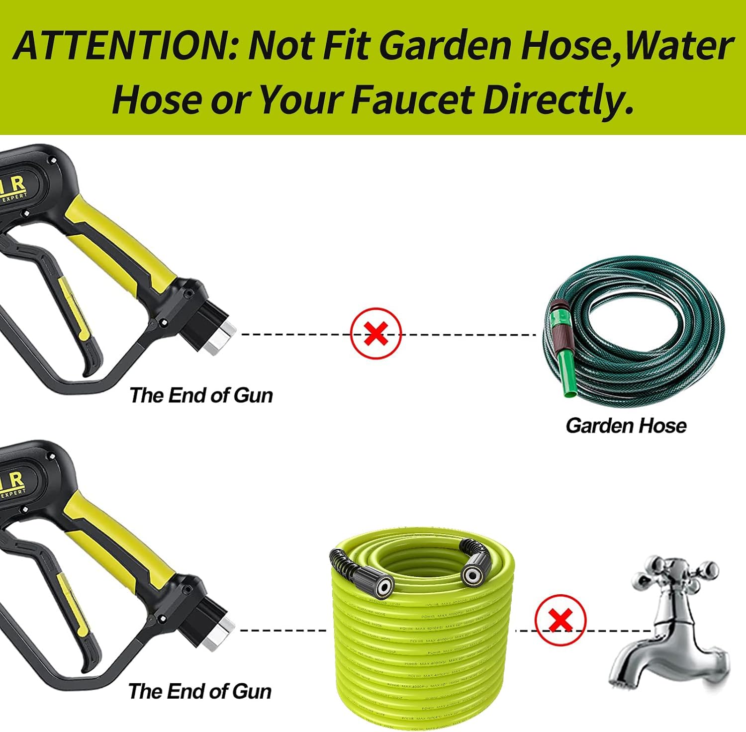 Pressure Washer Gun and Hose 3600 PSI, 3/8