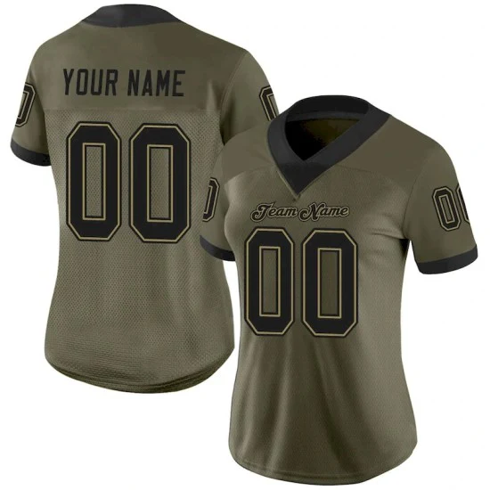Custom Olive Black-Old Gold Mesh Salute To Service Jersey