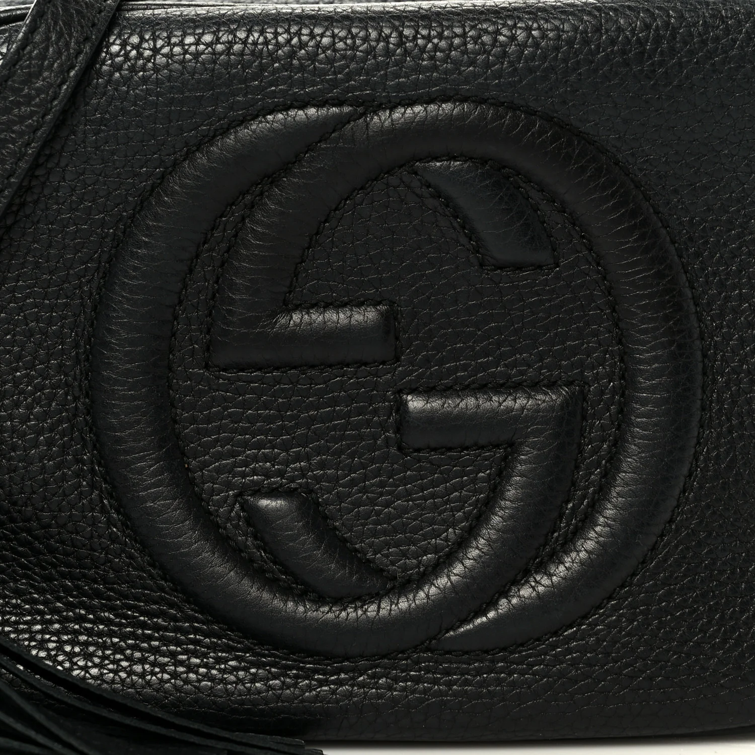 Pebbled Calfskin Small Soho Disco Bag Black