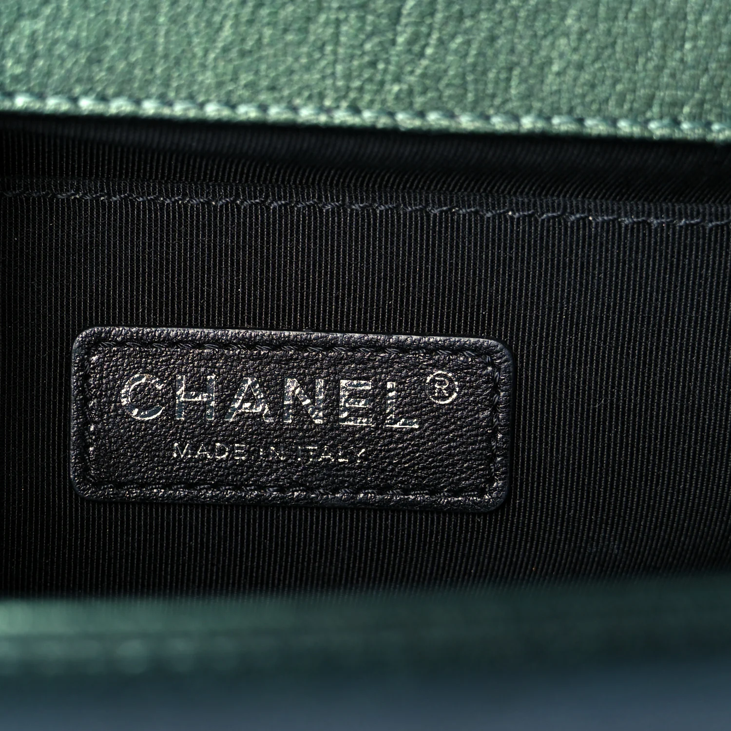 Iridescent Goatskin Quilted Medium Boy Flap Green