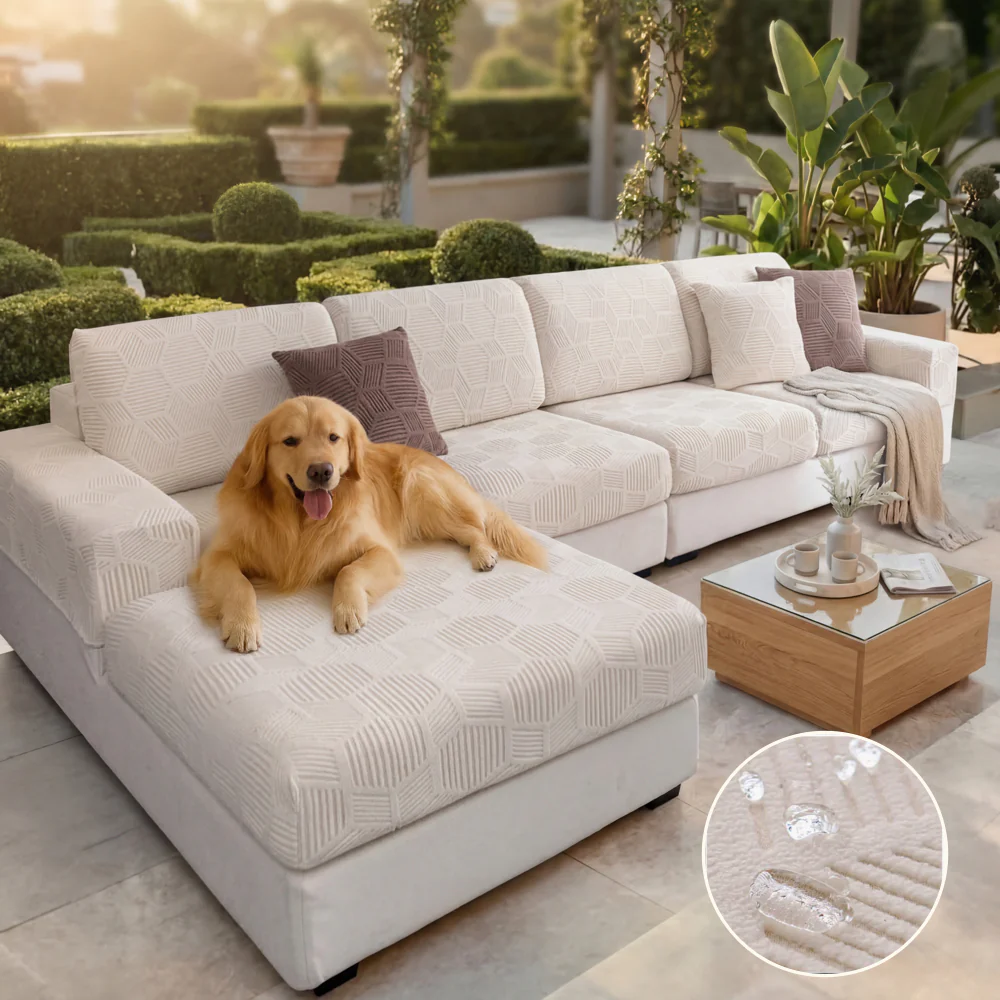 Honeycomb Pattern Water-resistant Stretch Full-Cover Magic Outdoor Couch Cover