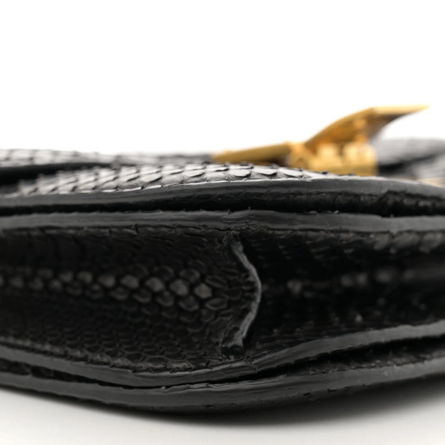Snakeskin Medium Classic Box Flap Bag Black