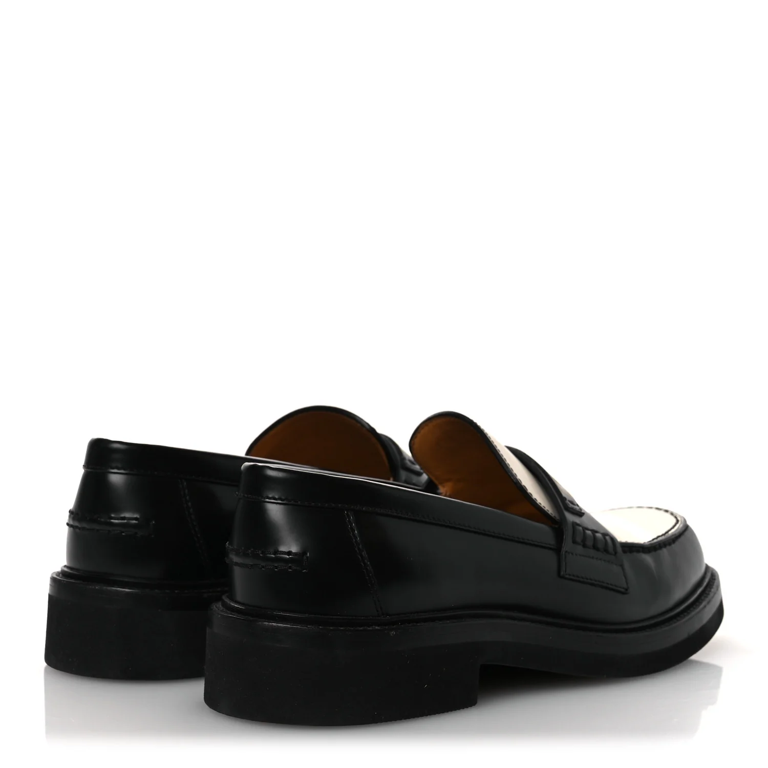Brushed Calfskin Boy Loafers 37.5 Black White