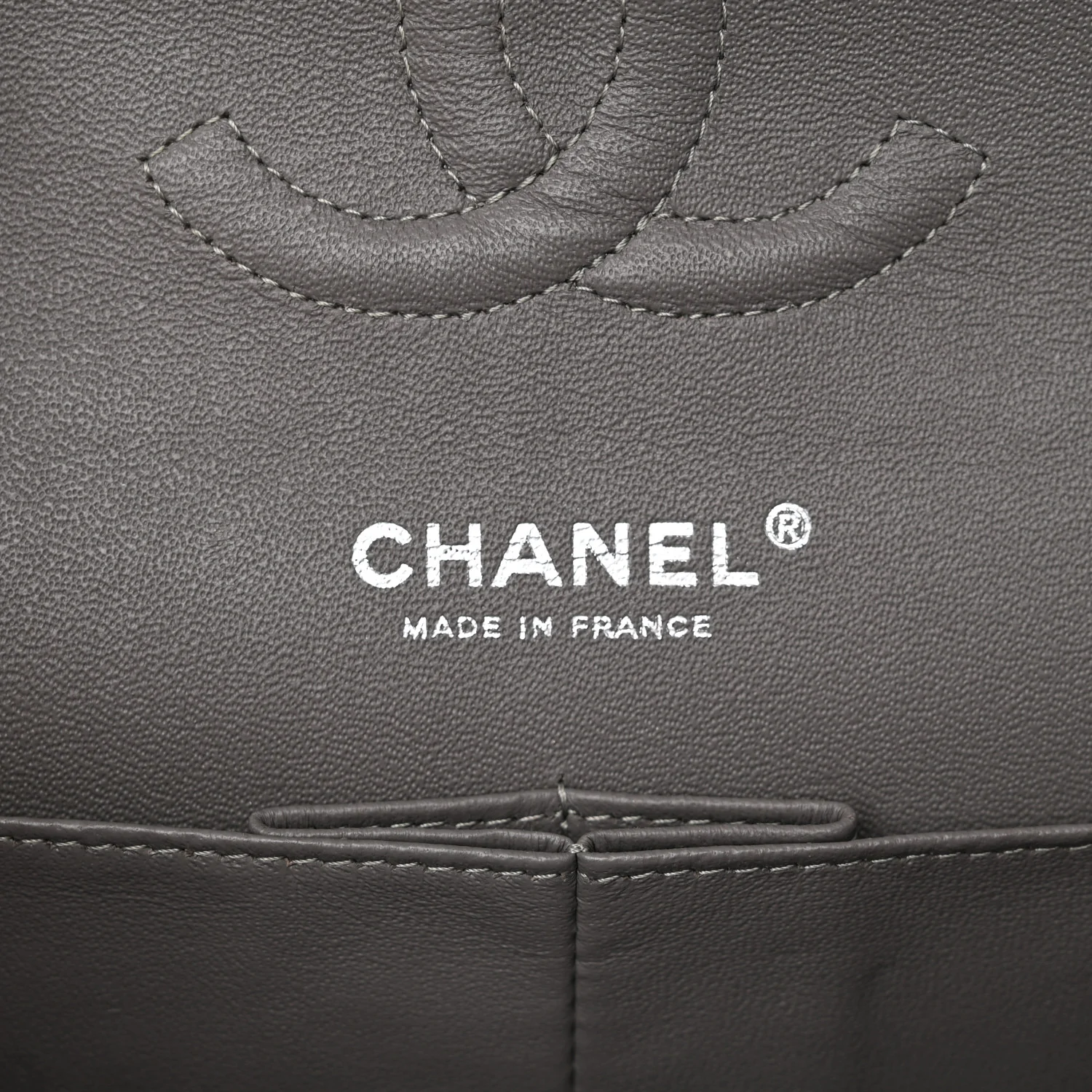 Caviar Quilted Medium Double Flap Grey