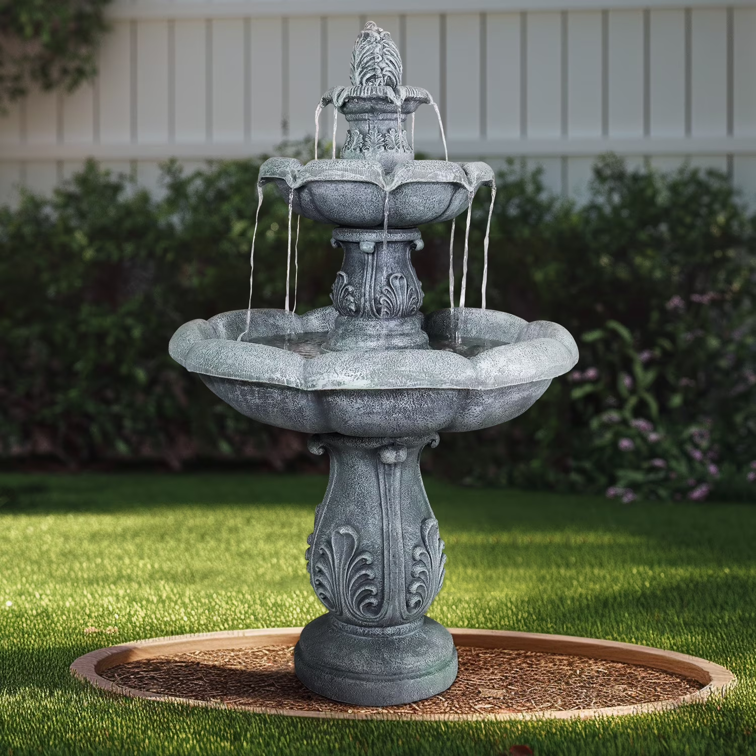 48in High Outdoor Three-Tier Water Fountain with Water Pump for Gardens, Landscaping, Patios, Balconies and Lawns Decoration