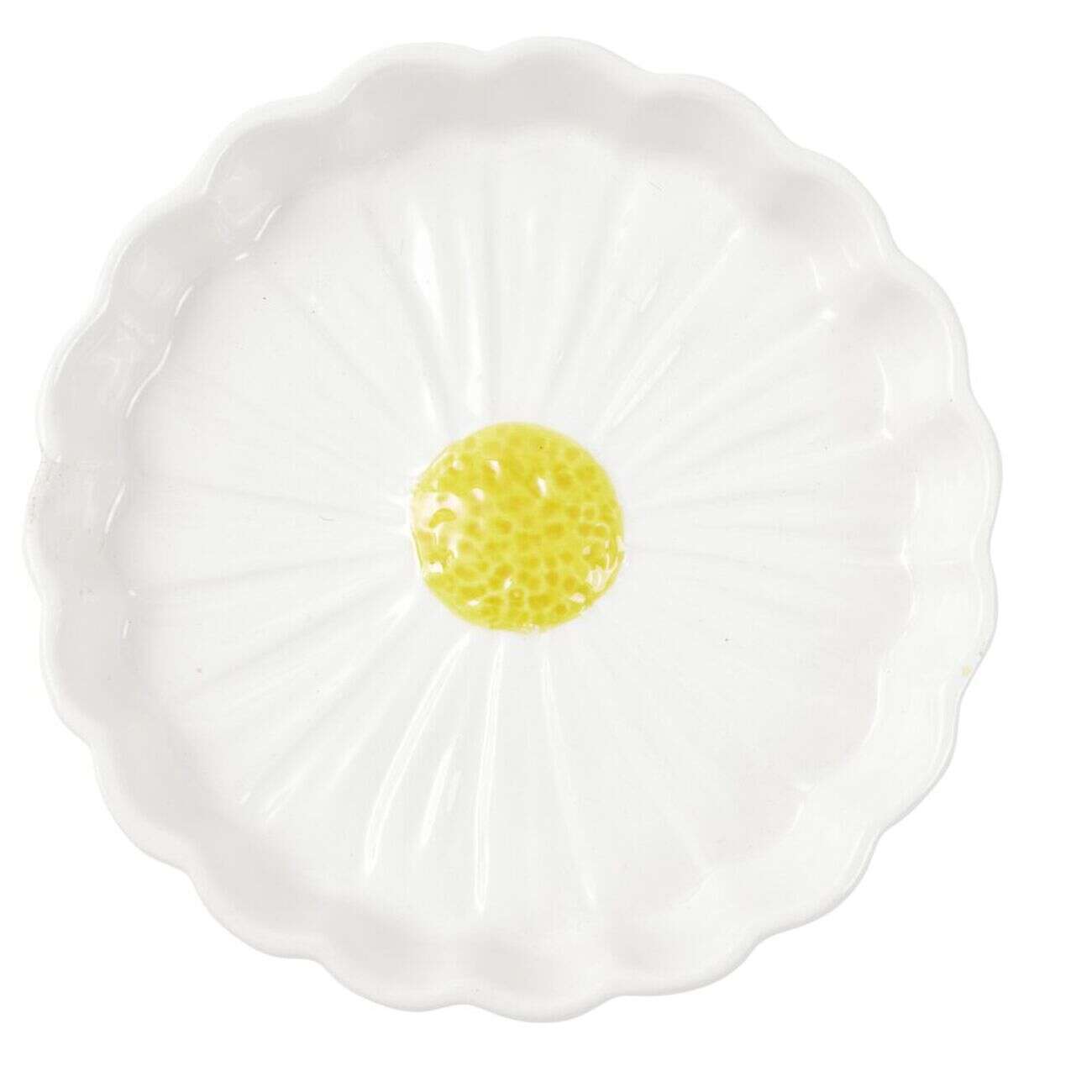 Porte-savon forme marguerite dolomite blanc et jaune Ø11cm