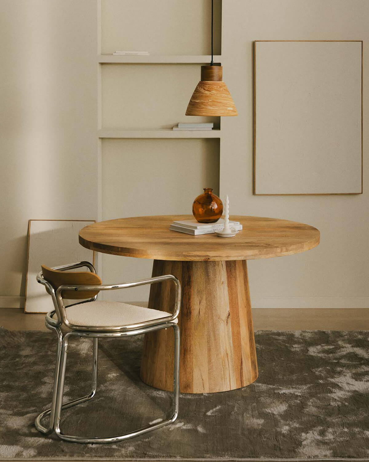 New Doran - Mesa de Comedor Redonda de Madera de Mango (Ø120 cm) New Doran