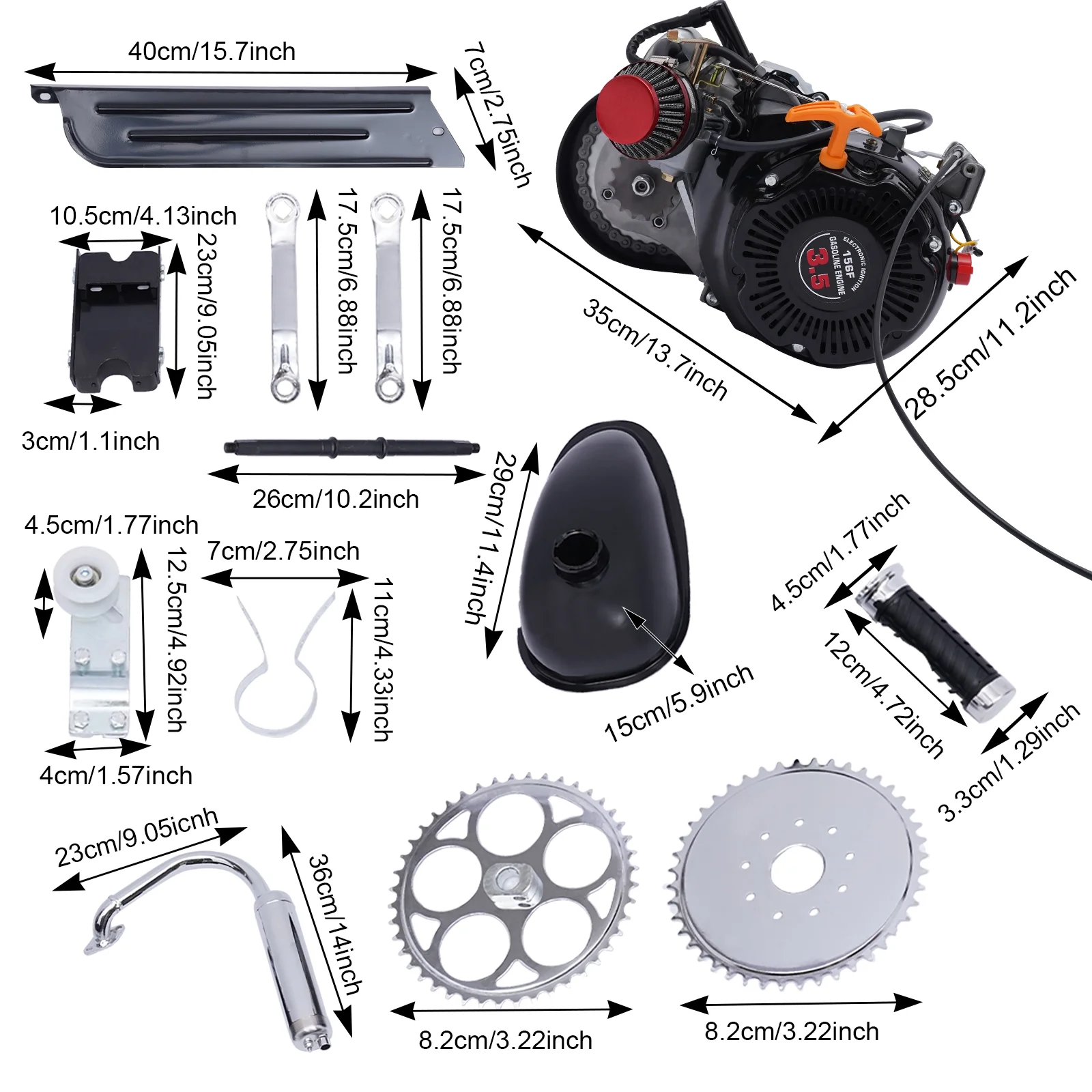 Aiqidi Full Set 100CC 4 - Stroke Bicycle Engine Kit Gas Motorized Motor Bike Modified Engine Conversion Kit Chain Drive 3HP 3600rpm