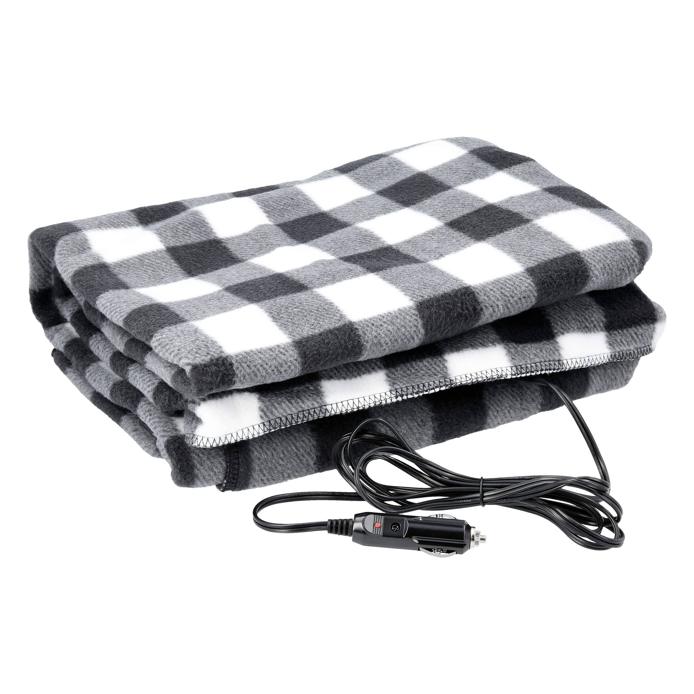 Stalwart 12 Volt Plaid Electric Blanket for Automobile