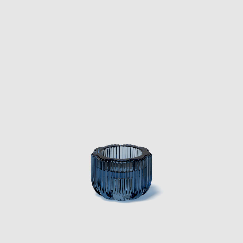Fleur Candlestick holder - Blue, 2.5'' x 1.8'', glass