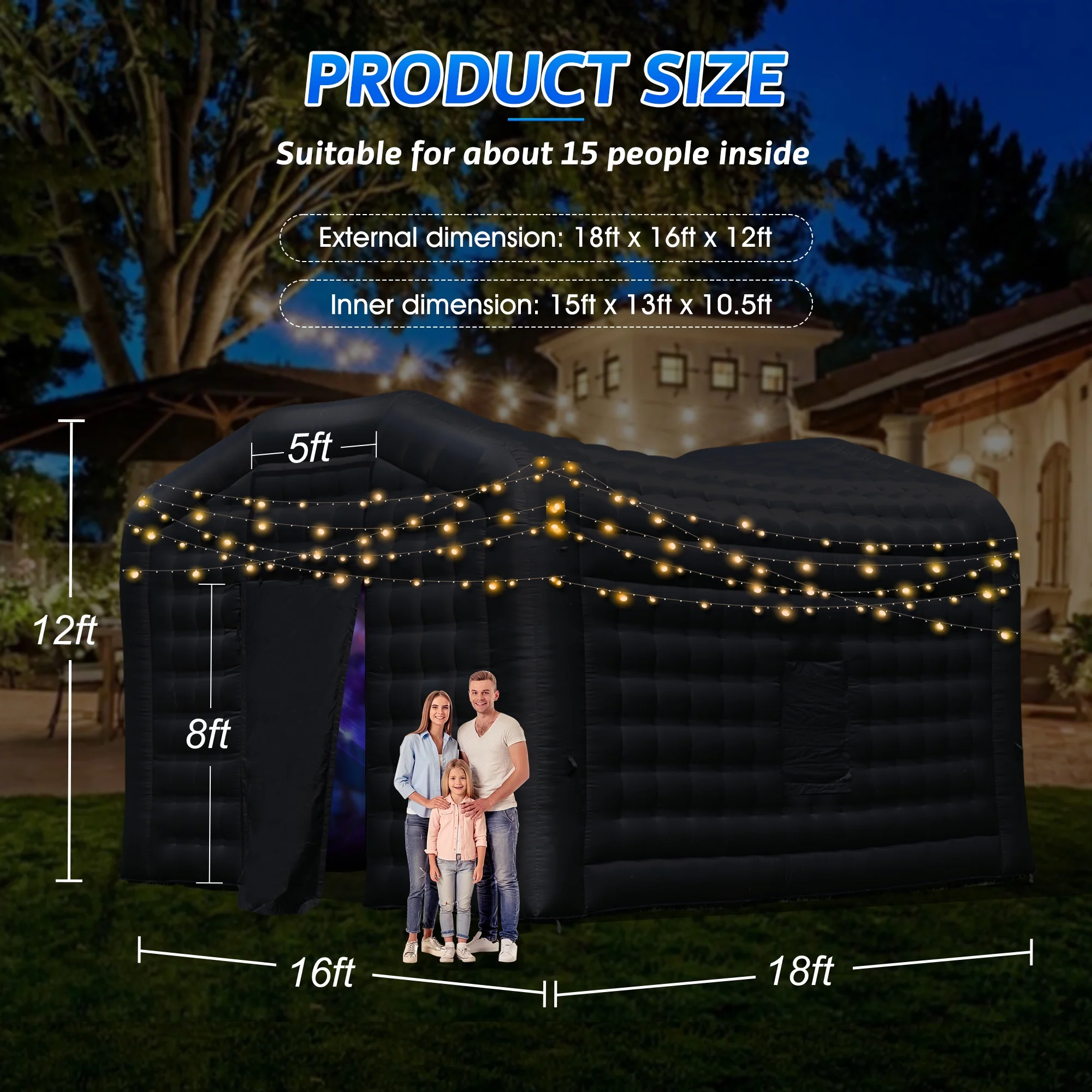 Large Black Inflatable Night Club 18x16x12Ft Party Tent with Logo Area for Wedding Birthday - Image 4