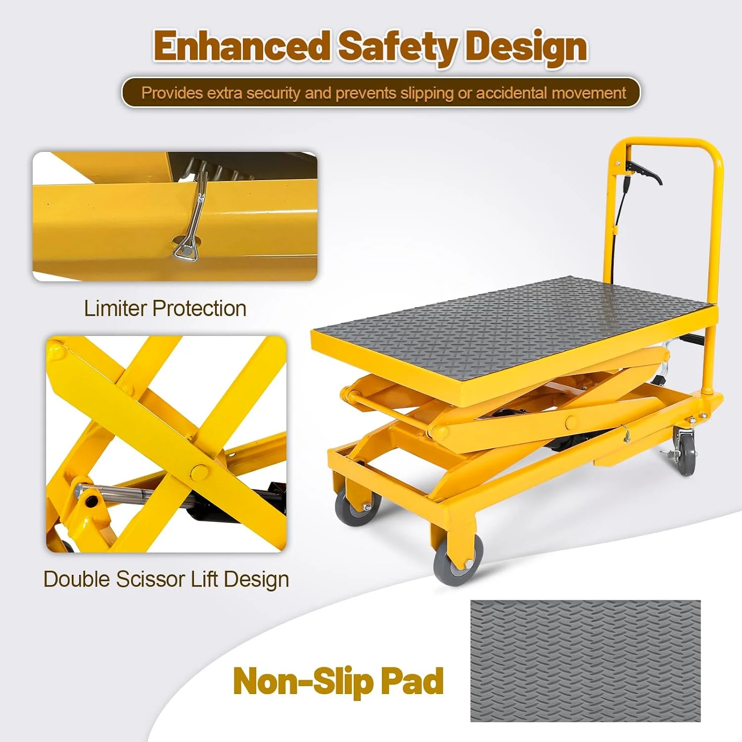 Hydraulic Lift Table Cart 500 lbs Manual Double Scissor Lift Table 50" - Image 4