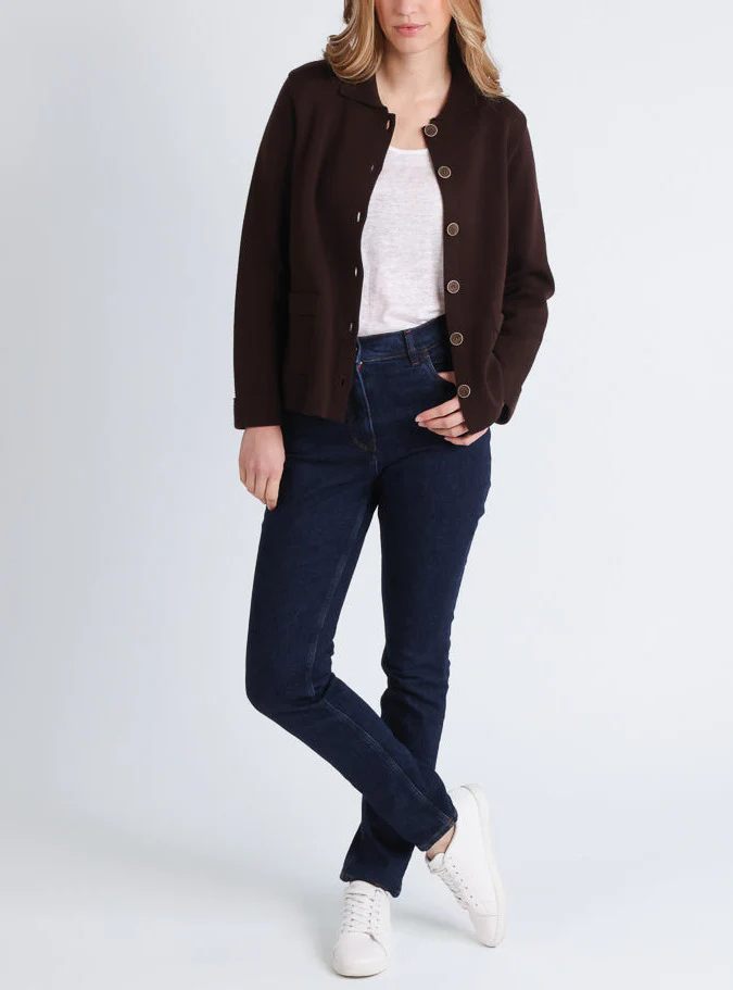 Veste femme en laine merinos marron