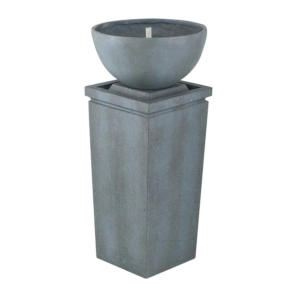 CoSoTower 35.5 Polyresin Gray Zen Bowl Water Fountain, Outdoor Bird Feeder /Bath Fountains, Relaxing Water Feature for Garden Lawn Backyard Porch